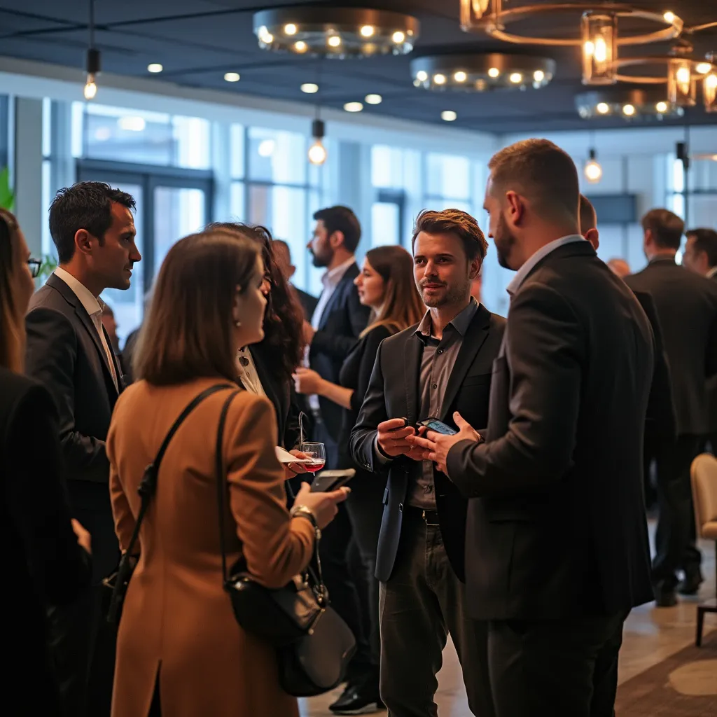 Networking en evento financiero